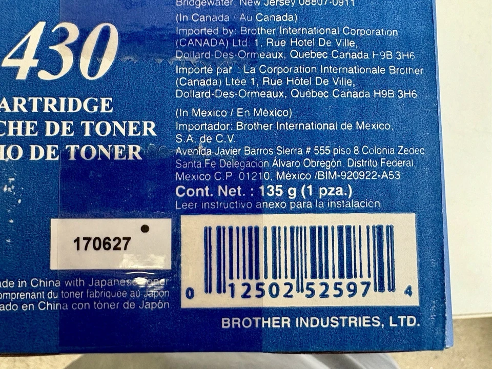 Lote de 2 Cartuchos de Tóner Brother, Nuevos con Caja Abierta TN-420 y TN-430 Foto 4 de 4