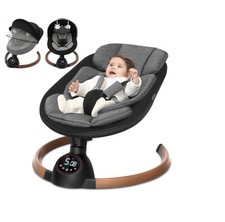 Babyeap Baby Swing for Infants Bluetooth Control 5-Point Harness 5 Speeds Gray