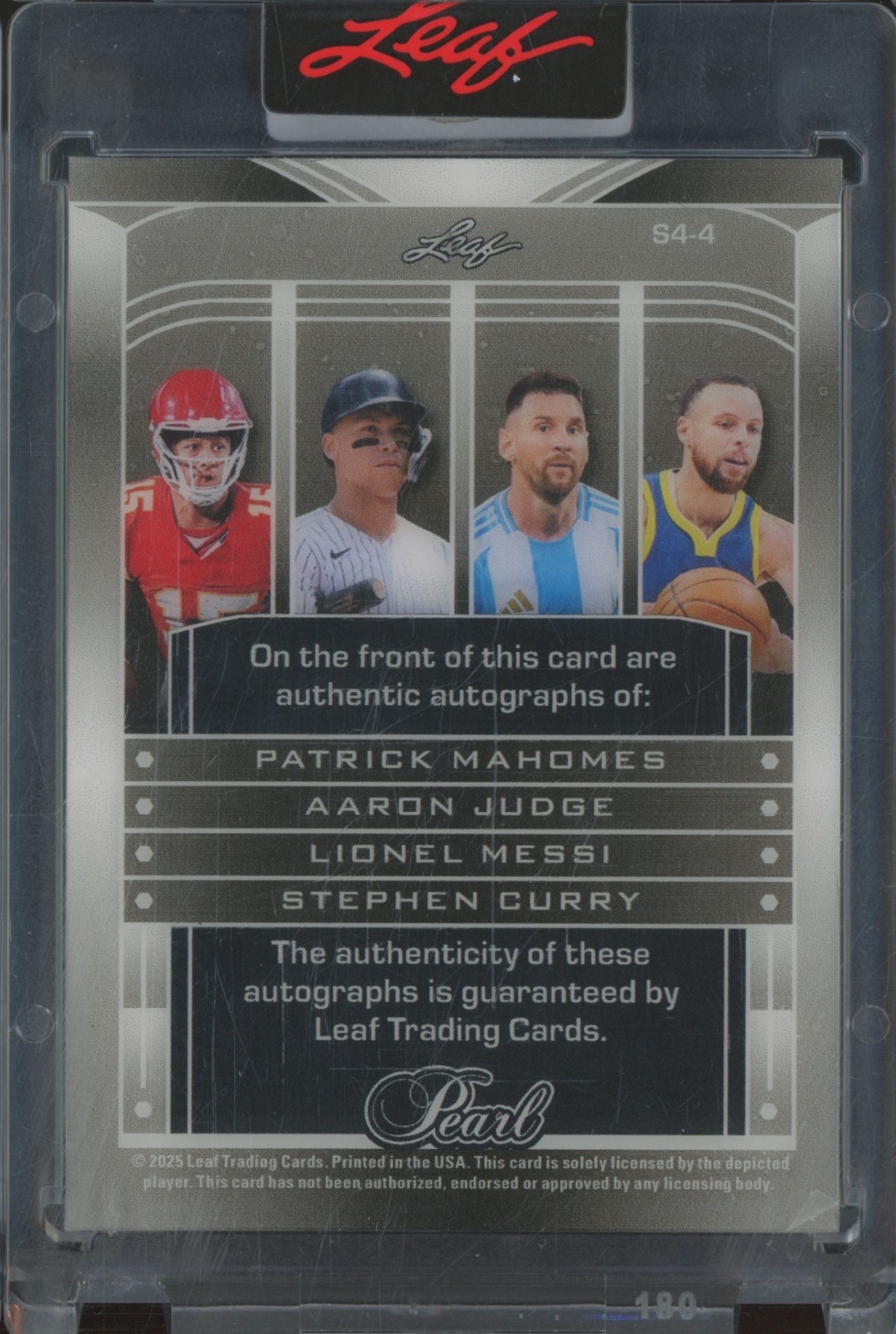 2025 Leaf Pearl Patrick Mahomes Aaron Judge Lionel Messi Stephen Curry 1/2 Auto view 2