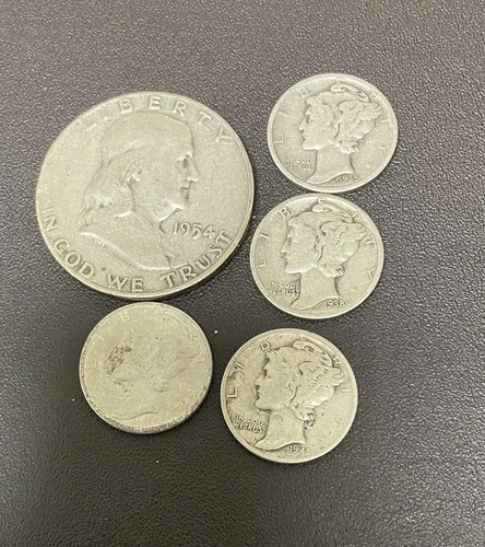 1954-S Franklin Half Dollar Circulated 90% Silver (1pc)