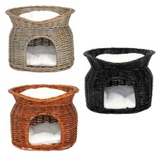 lionto Cesto vimini gatti grotta gatti cesto gatti cuscino 55x39x43 cm