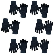 Winter Magic Knit Gloves - 6 Pairs, Stretchy Full Fingers, Suitable for Kids,