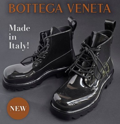 NP~650  Bottega Veneta Gummistiefel 37 Rubber Stride Boot schwarz glänzend