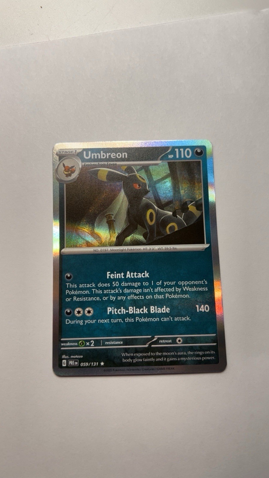 Pokémon TCG Umbreon Prismatic Evolutions Holo Card 059/131 Near Mint