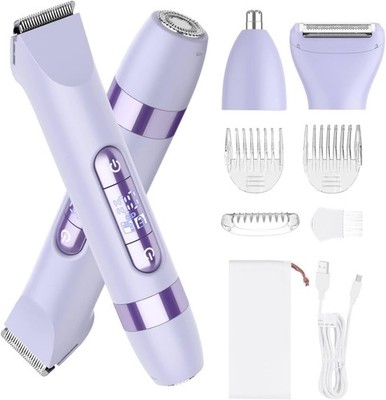 Hatteker 4-in-1 Women's Electric Razor, Dual-Head Body Hair Trimmer Purple