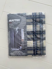 Maytex Mills HIGHLANDER PLAID Fabric Shower Curtain 70” x 72” Blue Brown NWT