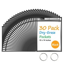 Dry Erase Pocket Sleeves 30 Packs Reusable Clear Plastic Ticket Holders 10x14