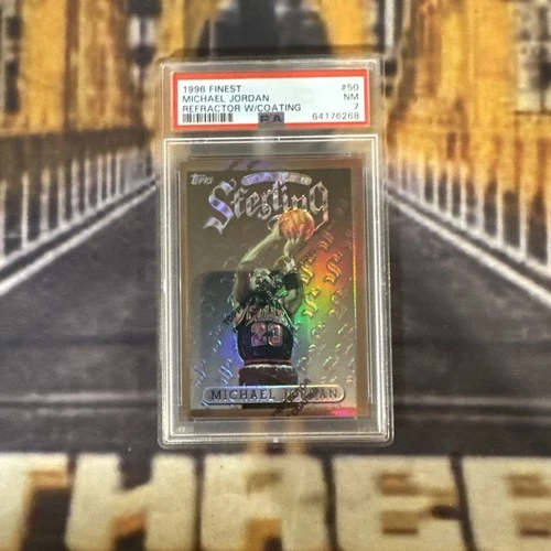 MICHAEL JORDAN 1996-97 TOPPS FINEST BRONZE REFRACTOR PSA 7 CARD With Coating