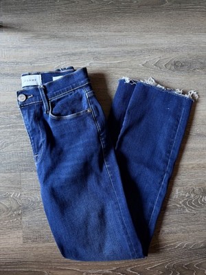 Frame Denim Indigo Raw-Hem Cropped High-Rise Jeans size 27