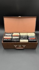 24 Vintage 8-Track Tapes Mixed Artists w/ Vintage Storage Case Untested