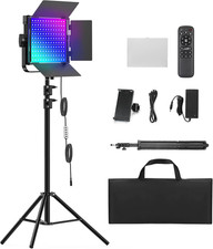 RGB Photography Lighting Kit, 50W Bi-Color Professional LED Studio Lights, 2300K