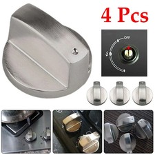4 pcs Universal Gas Stove Knobs Cooker Oven Hob Control Knobs Switch 6mm Silver