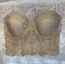 Dominique Strapless Longline Bra 38DD/E Corset Lace Bridal Bustier Latte NWT