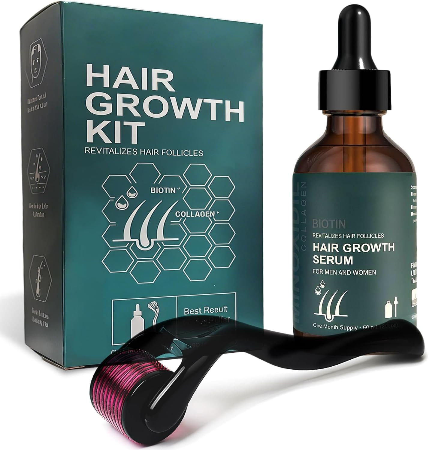 Siero Ricrescita Capelli 60ml + Roller Titanio 0.5mm | Risultati Lab