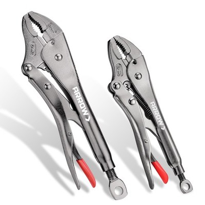 Arrow 2-Piece Locking Pliers Set - 7'' & 10'' Curved Jaw Locking Pliers with Sc...