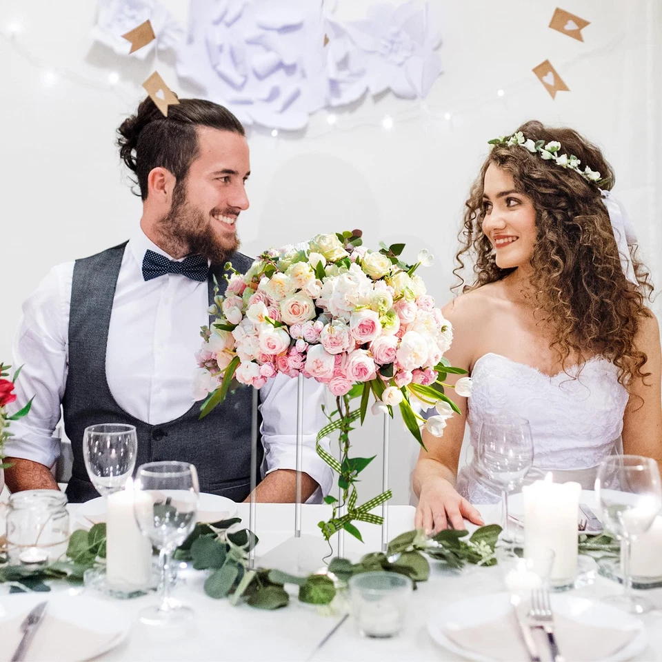 4 Pieces Tall Acrylic Vase Wedding Centerpieces Clear Flower Stand Column Geo... - Image 4 of 4