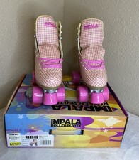 NEW Women  s IMPALA Roller Skates Pink Tartan Quad-Skates Size 7 Vegan NIB