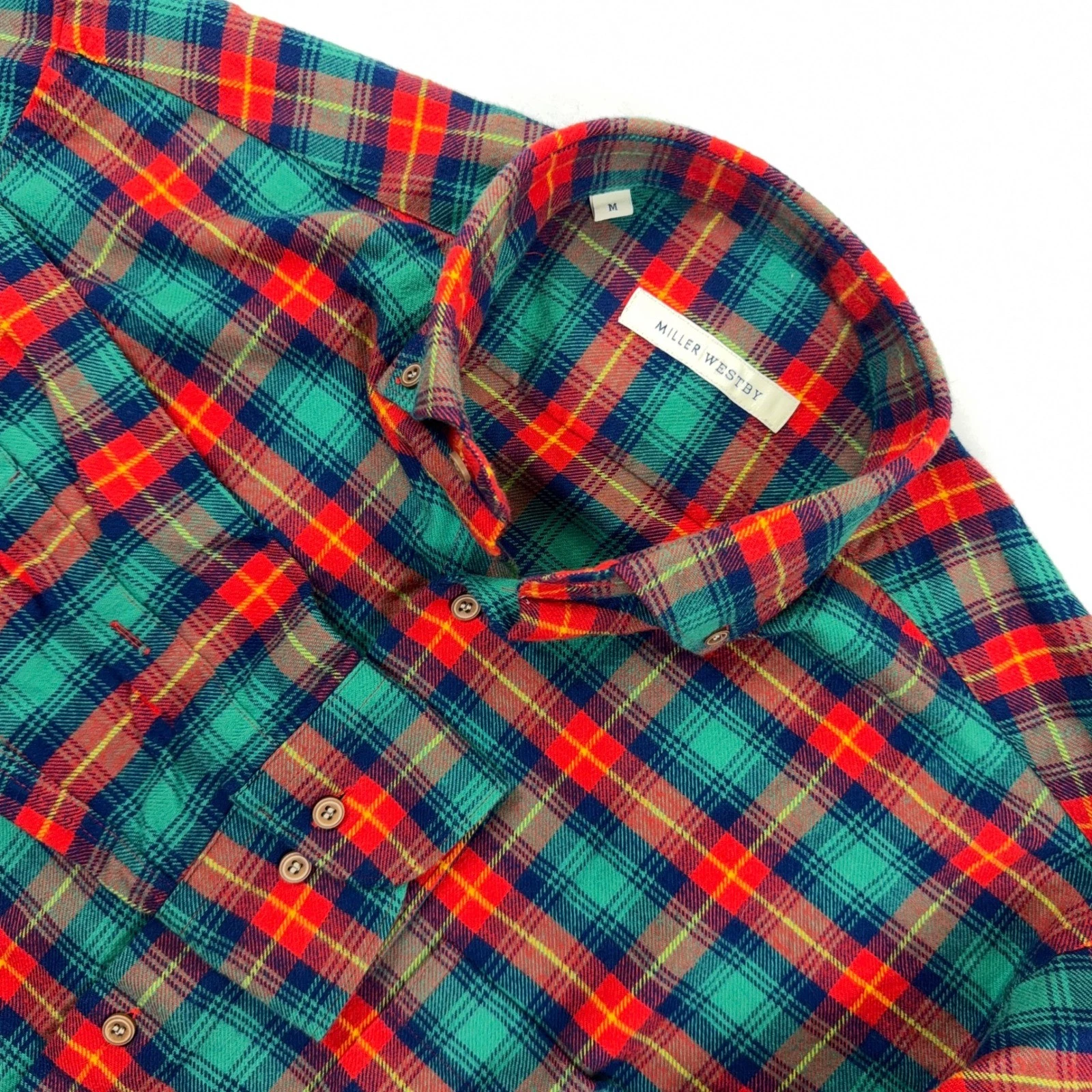Miller Westby Plaid Flannel Button Down Shirt Size M Green Red Long Sleeve NWOT