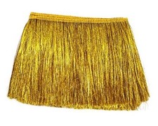8' Wide Dance Costume Fringe Trimming - Shiny foil Effect 8 Inch Laser Gold