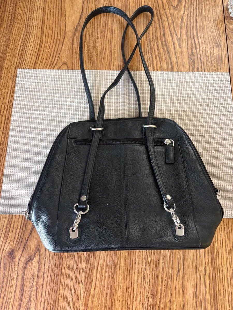 80’s East West New York London Black Genuine Leather Handbag.