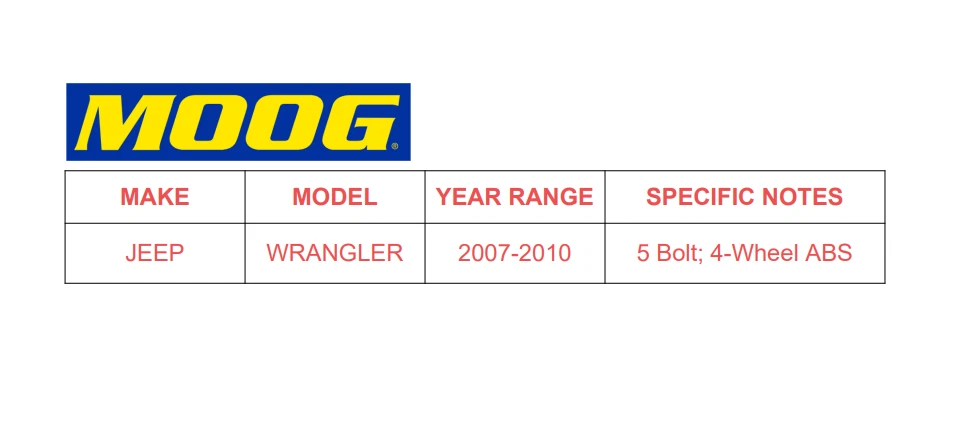 Par de cojinetes de cubo de rueda delantera MOOG para Jeep Wrangler 2007 2008 2009-2010 4x4 FL Foto 2 de 4