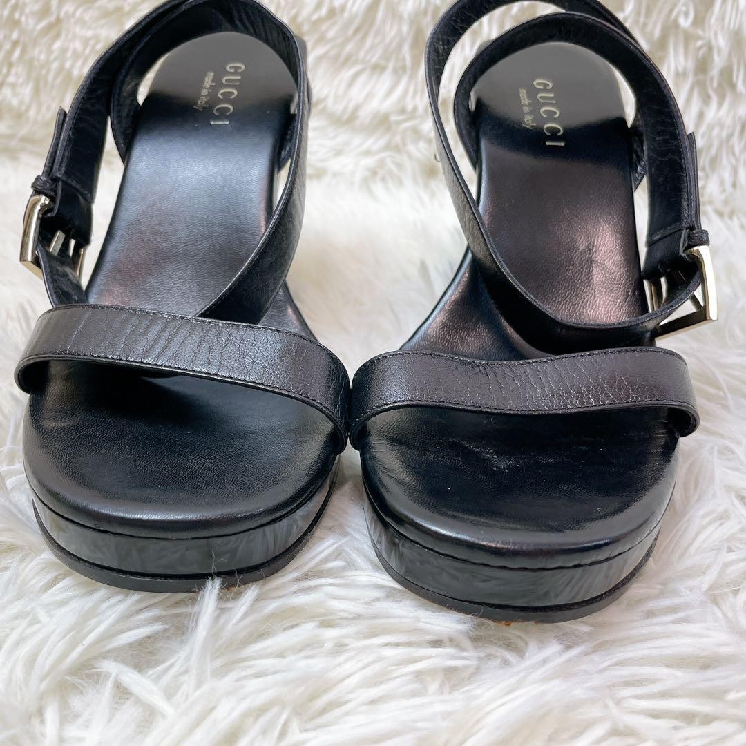 APL GUCCI Mules sandali tacco pelle nero EU37 US7 90604c