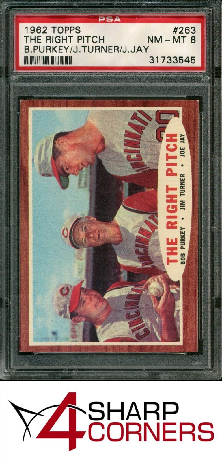 Joe Bob 1962 TOPPS #263 BOB PURKEY-JIM TURNER-JOEY JAY REDS PSA 8 | eBay