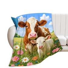 Cute Soft Warm Cozy Fuzzy Plush Flannel Cow Throw Blanket Gifts 40x50 Inch