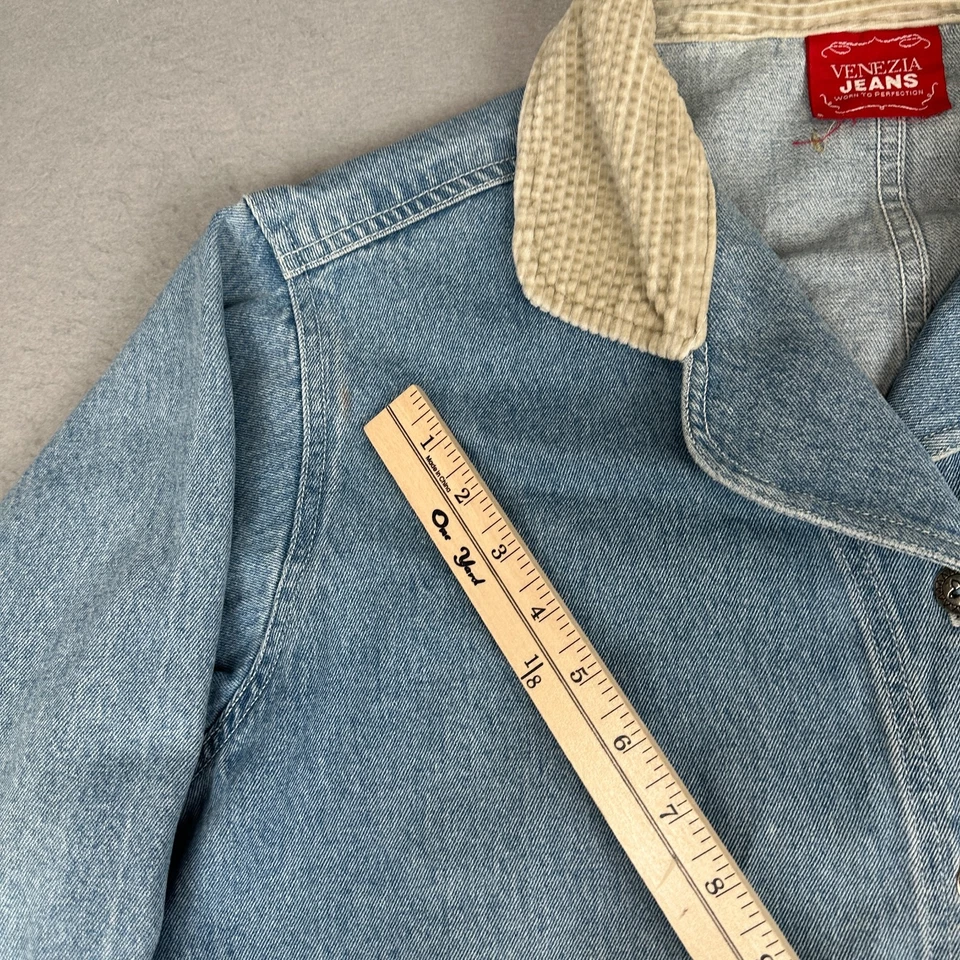 Abrigo Chaqueta Vintage Venezia Jeans Denim Tareas Para Mujer 2X Azul Pana Cuello 2XL Foto 4 de 4