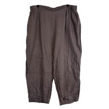 Flax 100 Linen Crop High Rise Pants Brown - 2G 22-24