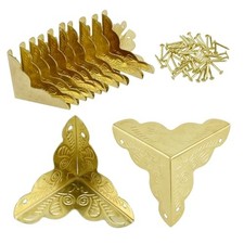 12 Pack Furniture Corner Protector 1" x 1" Antique Triangle Edge Gold