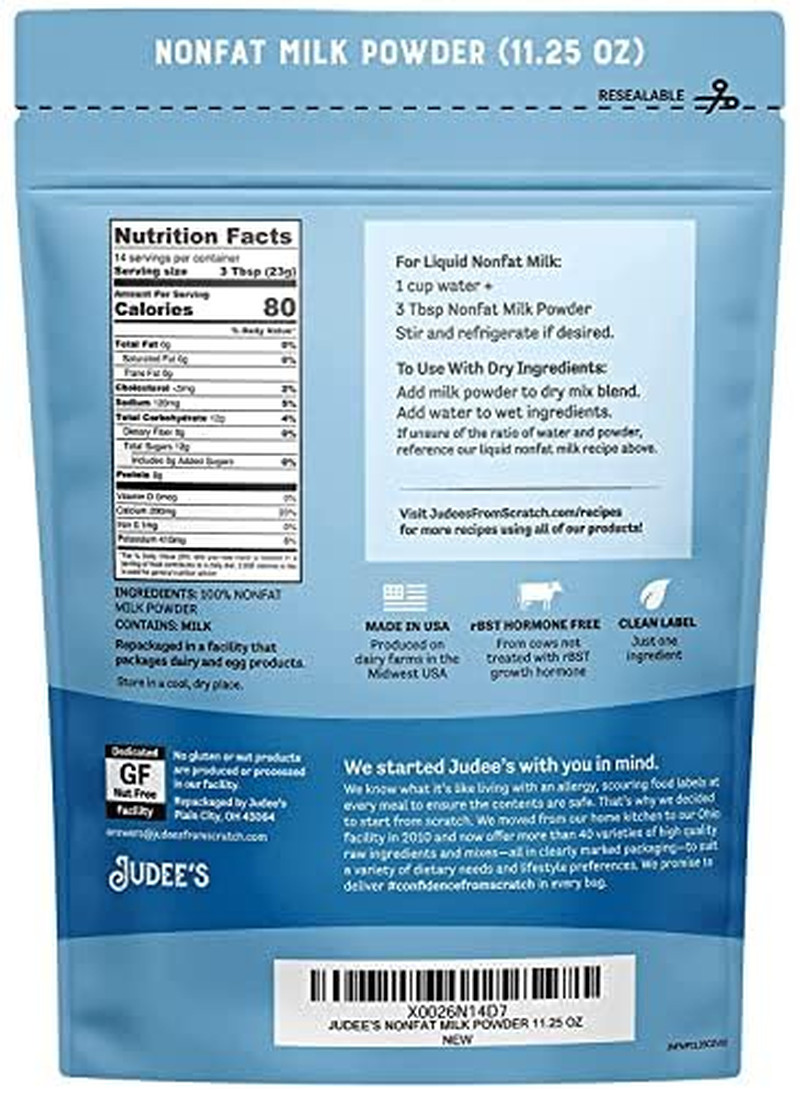Non-Fat Milk Powder for Baking - 11.25 Oz Non-Gmo, Keto-Friendly - No BST Hormon