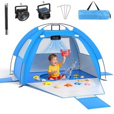 Dsquu Baby Beach Tent Solar Cooling Fan, Large 1488.75 sq. inches , Blue