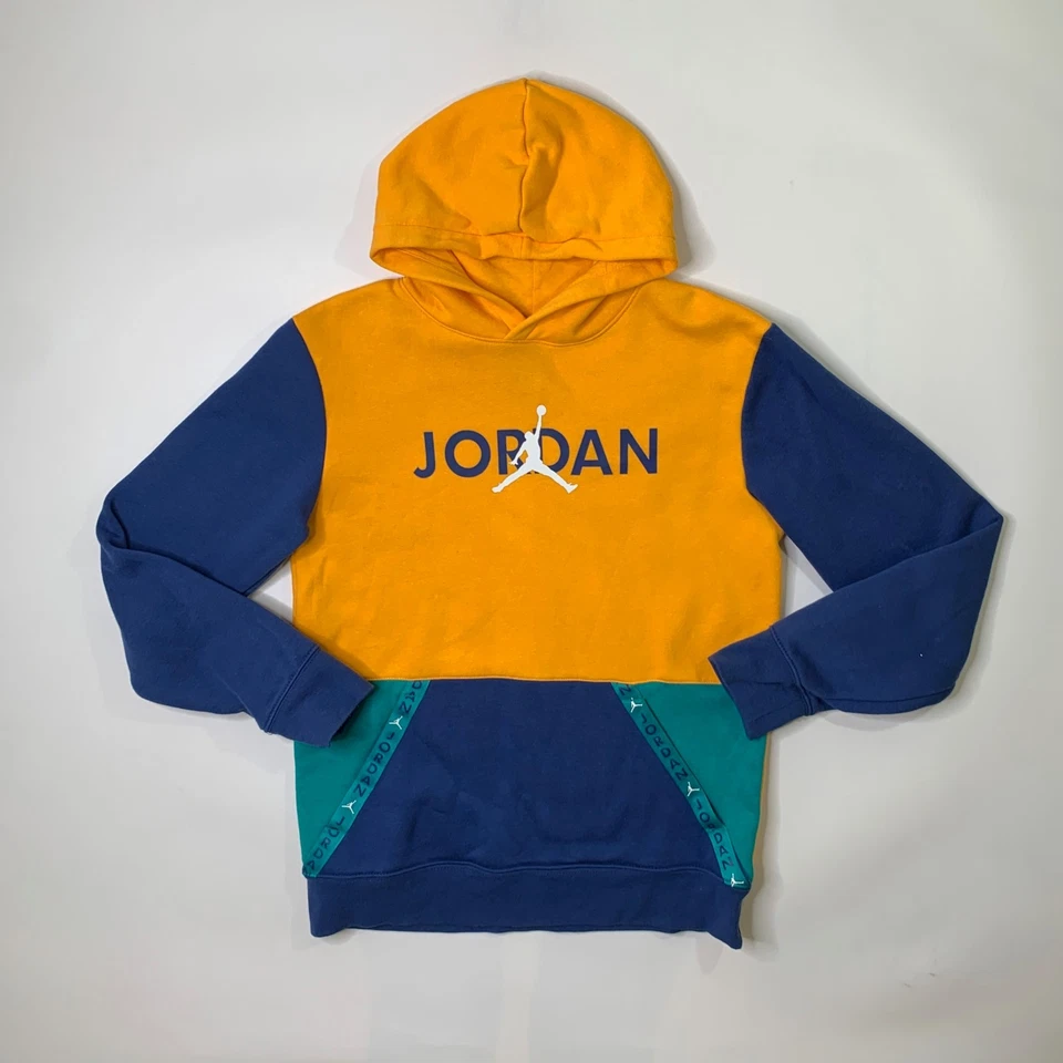 Sudadera con Capucha Nike Niños XL Tormenta Azafrán Jordan Vent Tape Polar Bloques de Color Sudadera Foto 2 de 4