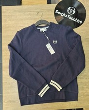 Brand New Navy White Sergio Tacchini Crew Neck Sweatshirt SIZE L