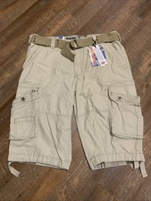 NEW WearFirst Men  s Cargo Shorts 38 Khaki Ripstop Belted Outdoor Utility Long