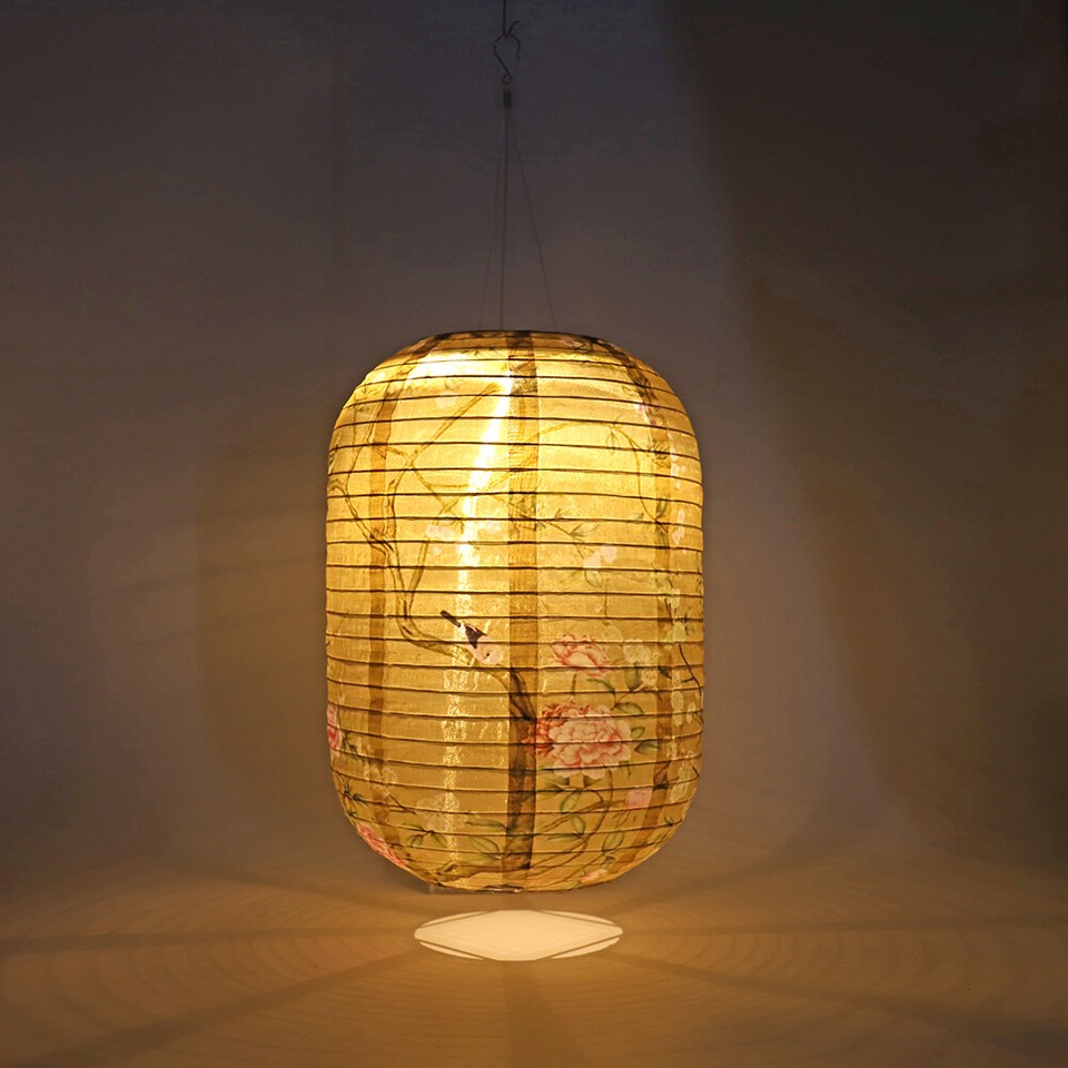 Solar Lanterns Chinese Japanese Print Hanging Lamp Outdoor Garden Party