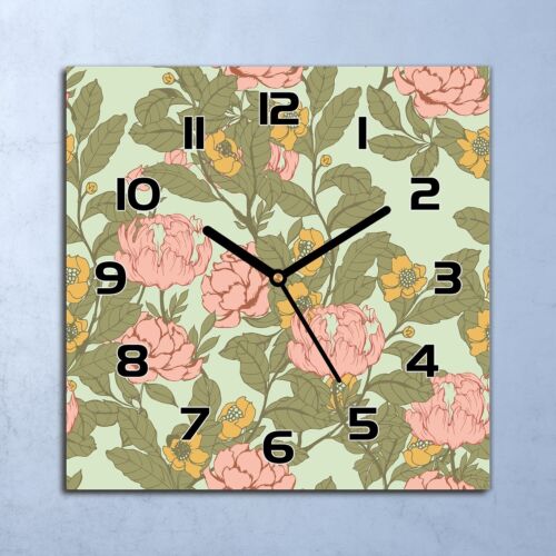 Glass Wall Clock Decor Elegant Roses vintage still life Colourful retro floral - Picture 1 of 6