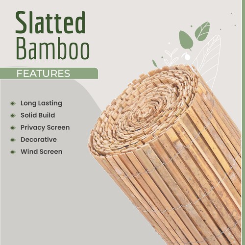 Bamboo Slat Fence Screening Fencing Panel Screen Reed Fence Roll Privacy Garden - Picture 6 of 40
