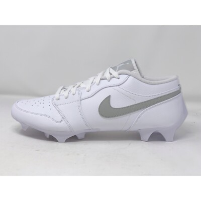 Air Jordan 1 Low 'Fog Gray' White Football Cleats, Size 7 BNIB