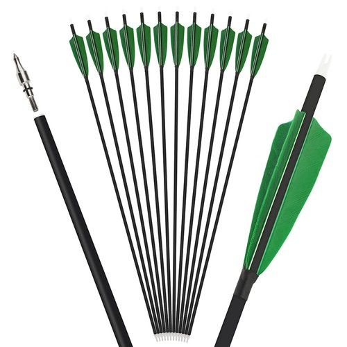 28" 30" 31" Carbon Arrows Archery SP500 4" Turkey Feather Broadhead Bow Hunting - Picture 19 of 22