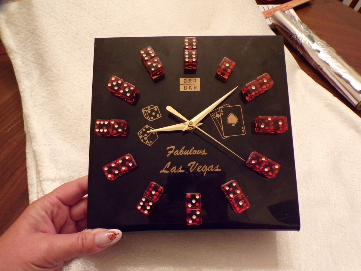 ラスベガス 時計 Las Vegas サイコロ ダイス VTG Fabulous Las Vegas Clock With Red Dice WORKS | eBay