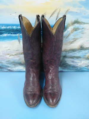 Vintage Dan Post Mens Cowboy Western Boots 16773 Burgundy Leather‎ Pointed 9.5 Dan Post Red Boots for Men for Sale | Shop New & Used Men main image 3