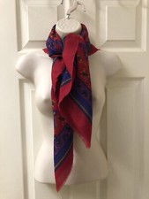 Vintage Baar Beards 100 Wool Paisley Women's Red Square Scarf Abstract Floral