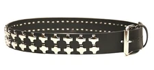Double Row Cross Stud Genuine Leather Belt Punk Goth Thrash Metal Style