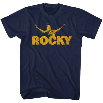 Rocky Balboa T-Shirt Movie New Official Classic Rocky Training Navy Logo SM - 5X