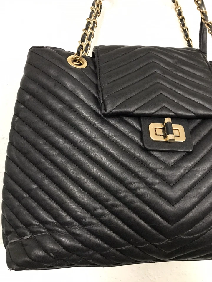 Jessica Simpson Gris Acolchado PVC Grande Bolso de Hombro Cartera Organizador Correa de Cadena Foto 4 de 4