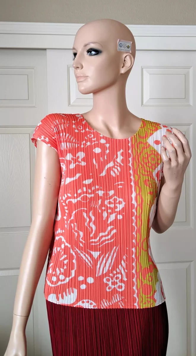 ISSEY MIYAKE Pleats Please Coral Top Shirt JP3 US 6, 8, M, L New