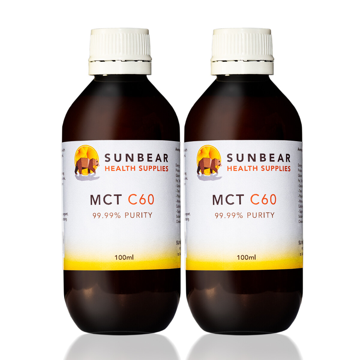 C60 MCT - Coconut Premium MCT Oil with 99.99% Pure Carbon 60 -100 ml x 2