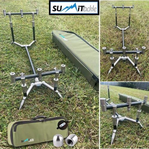 Summit Colosseum Cobalt Black Low Profile Pod 3 Rod Buzz Bars Carp Fishing 4